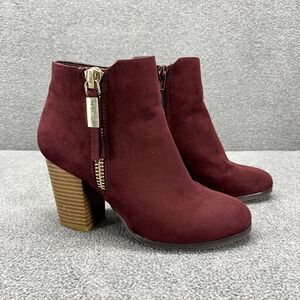 Apt 9 Boots Womens 5.5‎ Med Burgundy Red Wine Maroon Booties Block Heels